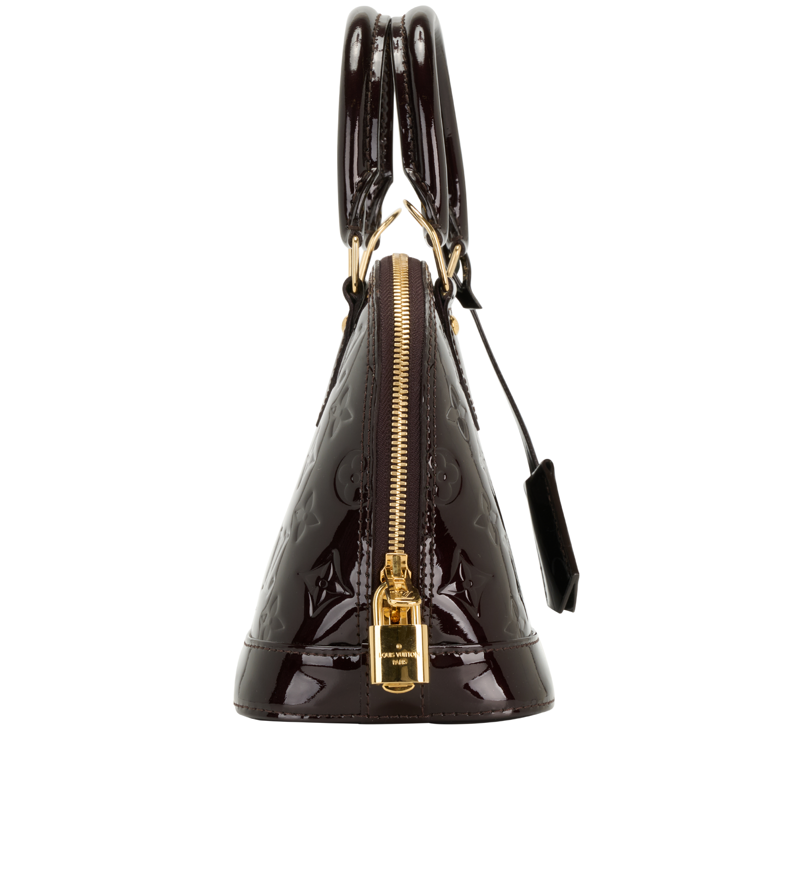Alma BB, &pound;850, Handbags, Burgundy, Patent Leather, Side view